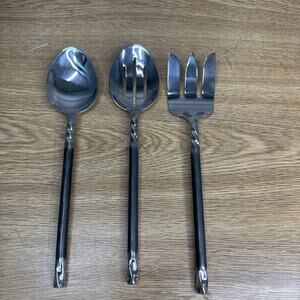 Pier 1 Twist Handle PII17 Glossy 18/8 Stainless Serving Set Of 3